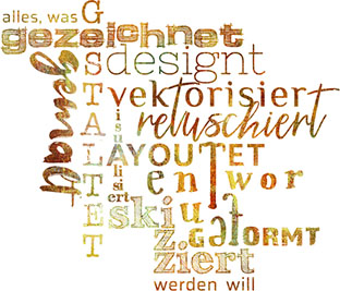 alles, was gestaltet, designt, gezeichnet, gemalt, layoutet, entworfen, skizziert, visualisiert, retuschiert, geformt, vektorisiert werden will